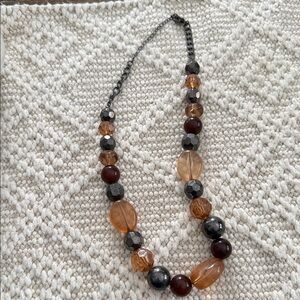 Elegant Amber and Hematite Beaded Necklace